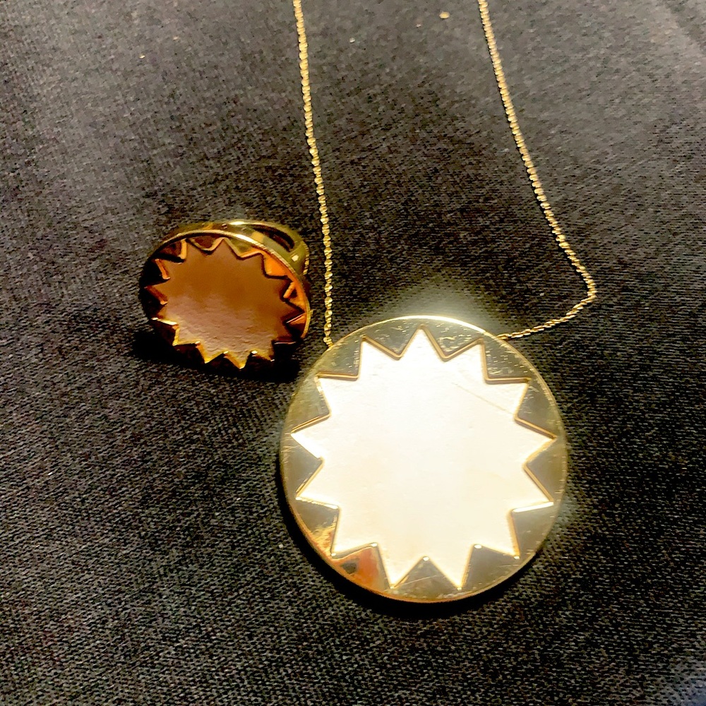 House of Harlow sunburst necklace and ring